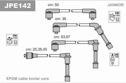 Janmor JPE142 - Комплект проводов зажигания autosila-amz.com