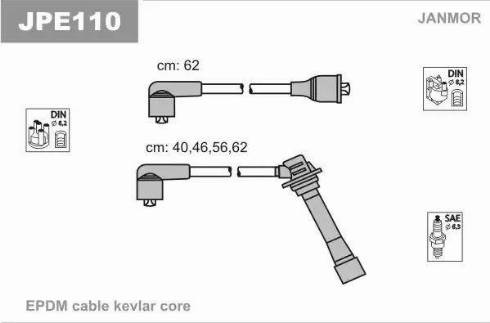 Janmor JPE110 - Комплект проводов зажигания autosila-amz.com