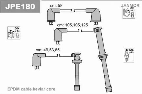 Janmor JPE180 - Комплект проводов зажигания autosila-amz.com