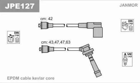 Janmor JPE127 - Комплект проводов зажигания autosila-amz.com