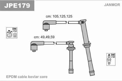 Janmor JPE179 - Комплект проводов зажигания autosila-amz.com