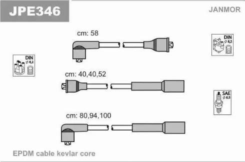 Janmor JPE346 - Комплект проводов зажигания autosila-amz.com