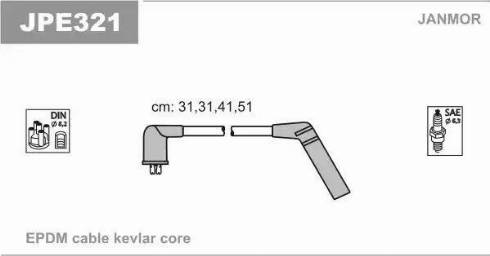 Janmor JPE321 - Комплект проводов зажигания autosila-amz.com