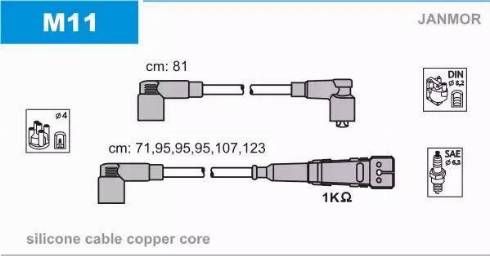 Janmor M11 - Комплект проводов зажигания autosila-amz.com