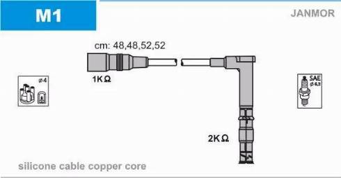 Janmor M1 - Комплект проводов зажигания autosila-amz.com