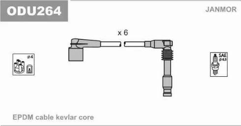 Janmor ODU264 - Комплект проводов зажигания autosila-amz.com