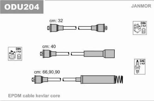 Janmor ODU204 - Комплект проводов зажигания autosila-amz.com