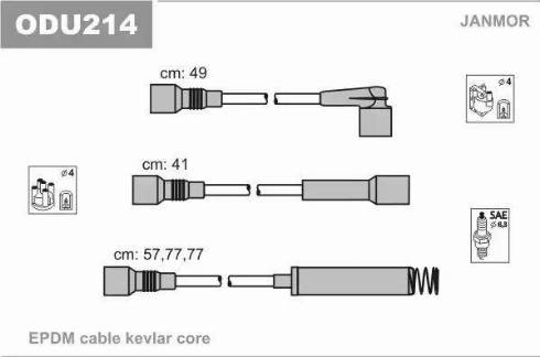 Janmor ODU214 - Комплект проводов зажигания autosila-amz.com