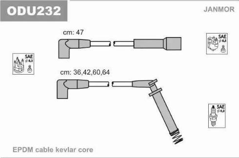Janmor ODU232 - Комплект проводов зажигания autosila-amz.com