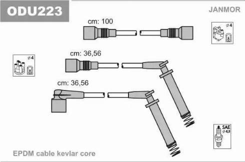 Janmor ODU223 - Комплект проводов зажигания autosila-amz.com