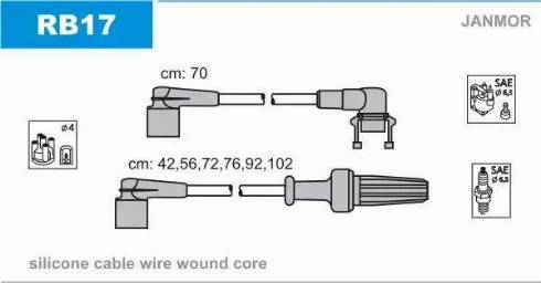Janmor RB17 - Комплект проводов зажигания autosila-amz.com