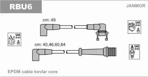 Janmor RBU6 - Комплект проводов зажигания autosila-amz.com