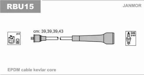 Janmor RBU15 - Комплект проводов зажигания autosila-amz.com