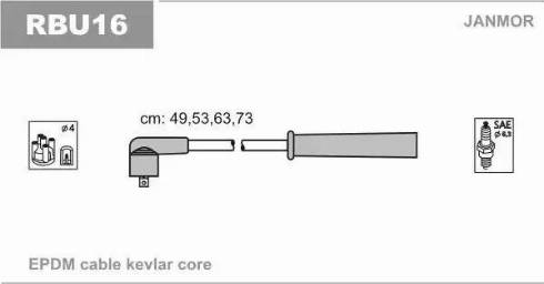 Janmor RBU16 - Комплект проводов зажигания autosila-amz.com