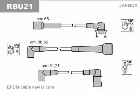 Janmor RBU21 - Комплект проводов зажигания autosila-amz.com