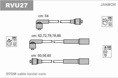 Janmor RVU27 - Комплект проводов зажигания autosila-amz.com