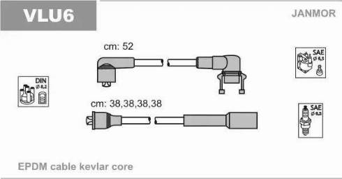 Janmor VLU6 - Комплект проводов зажигания autosila-amz.com