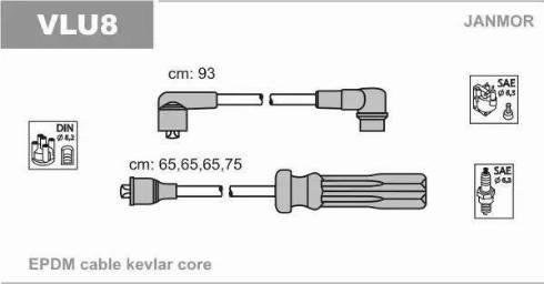 Janmor VLU8 - Комплект проводов зажигания autosila-amz.com
