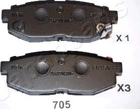 Japanparts PP-705AF - Тормозные колодки, дисковые, комплект autosila-amz.com