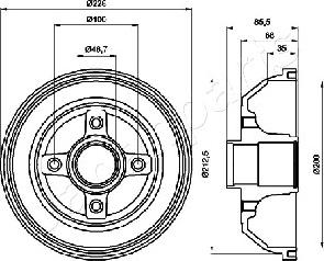 Japanparts TA-0408 - Тормозной барабан autosila-amz.com