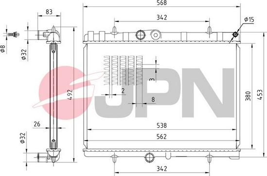 JPN 60C9042-JPN - Радиатор охлаждения двигателя autosila-amz.com