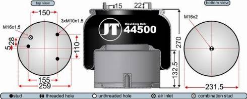 Juratek JAA44502E - Кожух пневматической рессоры autosila-amz.com