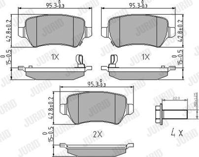 Jurid 573122J - Тормозные колодки, дисковые, комплект autosila-amz.com