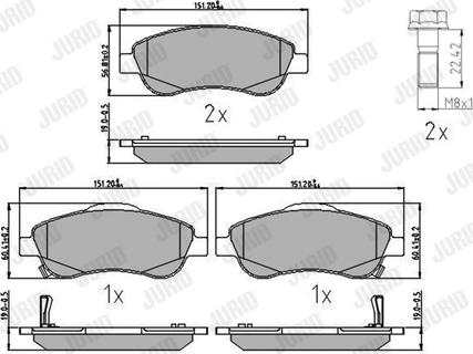 Jurid 572605J - Тормозные колодки, дисковые, комплект autosila-amz.com