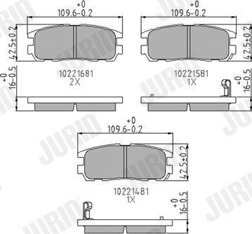 Jurid 572221J - Тормозные колодки, дисковые, комплект autosila-amz.com