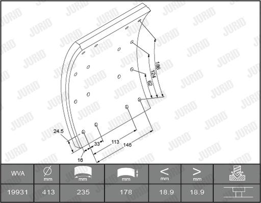 Jurid 1993101820 - Комплект тормозных башмаков, барабанные тормоза autosila-amz.com