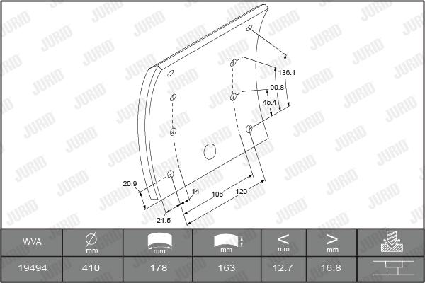 Jurid 1949405380 - Комплект тормозных башмаков, барабанные тормоза autosila-amz.com