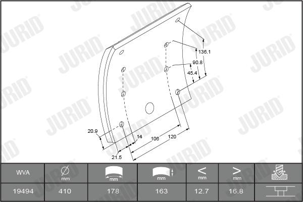 Jurid 1949415380 - Комплект тормозных башмаков, барабанные тормоза autosila-amz.com