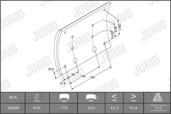 Jurid 1949635050 - Комплект тормозных башмаков, барабанные тормоза autosila-amz.com