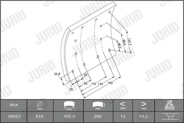 Jurid 1955311230 - Комплект тормозных башмаков, барабанные тормоза autosila-amz.com