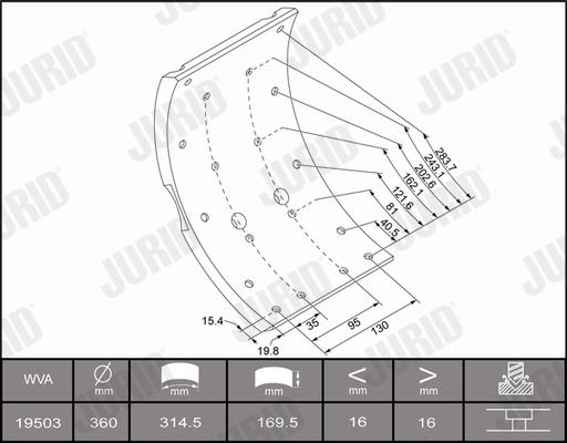 Jurid 1950319530 - Комплект тормозных башмаков, барабанные тормоза autosila-amz.com