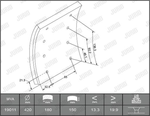 Jurid 1901001070 - Комплект тормозных башмаков, барабанные тормоза autosila-amz.com