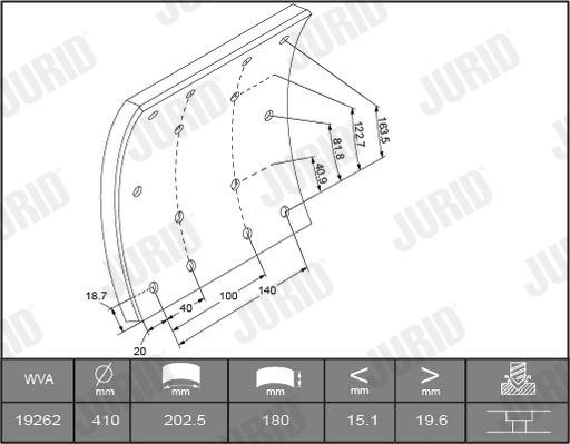 Jurid 1926201070 - Комплект тормозных башмаков, барабанные тормоза autosila-amz.com