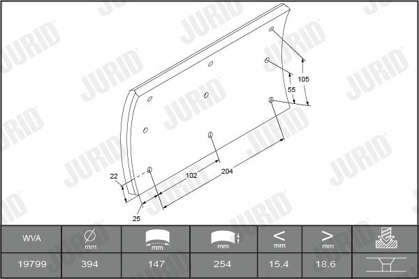 Jurid 1979901230 - Комплект тормозных башмаков, барабанные тормоза autosila-amz.com