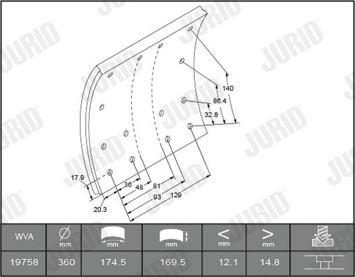 Jurid 1975801720 - Комплект тормозных башмаков, барабанные тормоза autosila-amz.com