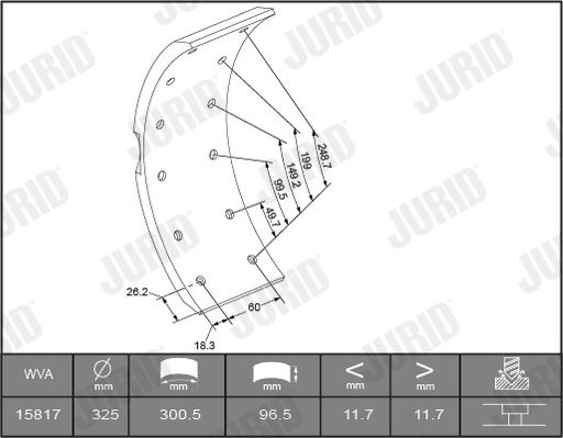 Jurid 1581701510 - Комплект тормозных башмаков, барабанные тормоза autosila-amz.com