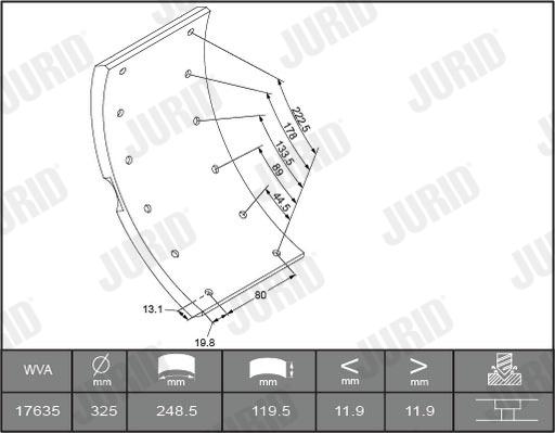 Jurid 1763513320 - Комплект тормозных башмаков, барабанные тормоза autosila-amz.com