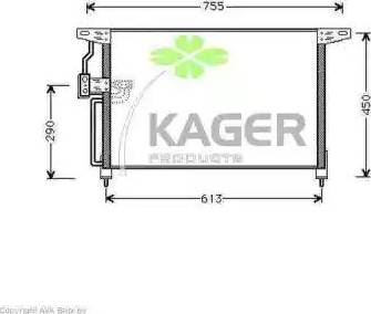 Kager 94-5255 - Конденсатор кондиционера autosila-amz.com