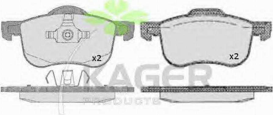 Kager 35-0462 - Тормозные колодки, дисковые, комплект autosila-amz.com