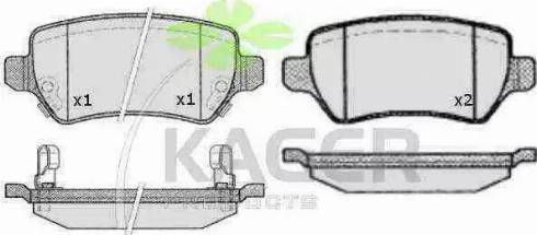 Kager 35-0629 - Тормозные колодки, дисковые, комплект autosila-amz.com