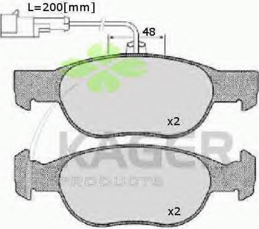 Kager 35-0015 - Тормозные колодки, дисковые, комплект autosila-amz.com