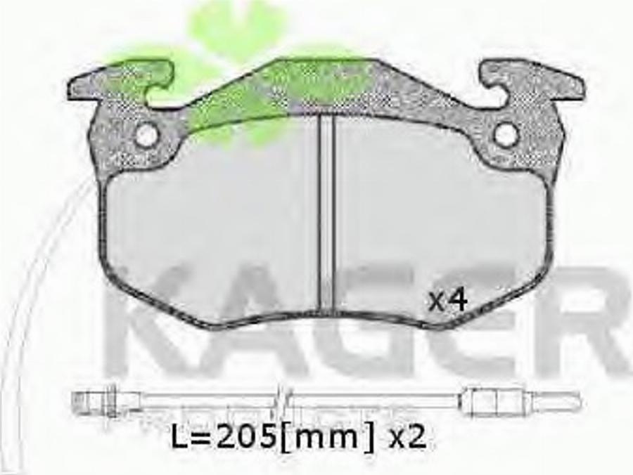 Kager 35-0110 - Тормозные колодки, дисковые, комплект autosila-amz.com