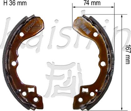 Kaishin K7915 - Комплект тормозных колодок, барабанные autosila-amz.com