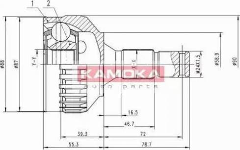 Kamoka 6962 - Шарнирный комплект, ШРУС, приводной вал autosila-amz.com