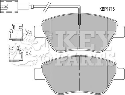 Key Parts KBP1716 - Тормозные колодки, дисковые, комплект autosila-amz.com