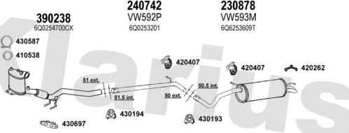 Klarius 931609E - Система выпуска ОГ autosila-amz.com